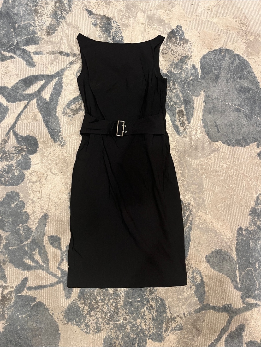 Express Black Sleeveless Belted Midi Dress